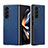 Luxury Leather Matte Finish and Plastic Back Cover Case QH3 for Samsung Galaxy Z Fold5 5G Blue