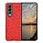 Luxury Leather Matte Finish and Plastic Back Cover Case R01 for Samsung Galaxy Z Fold3 5G Red