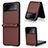 Luxury Leather Matte Finish and Plastic Back Cover Case R04 for Samsung Galaxy Z Flip3 5G Brown