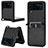 Luxury Leather Matte Finish and Plastic Back Cover Case R05 for Samsung Galaxy Z Flip3 5G