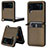 Luxury Leather Matte Finish and Plastic Back Cover Case R05 for Samsung Galaxy Z Flip3 5G