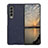 Luxury Leather Matte Finish and Plastic Back Cover Case R05 for Samsung Galaxy Z Fold3 5G Blue