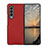 Luxury Leather Matte Finish and Plastic Back Cover Case R05 for Samsung Galaxy Z Fold3 5G Red