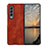 Luxury Leather Matte Finish and Plastic Back Cover Case R06 for Samsung Galaxy Z Fold4 5G Brown