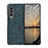 Luxury Leather Matte Finish and Plastic Back Cover Case R07 for Samsung Galaxy Z Fold3 5G Blue