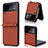 Luxury Leather Matte Finish and Plastic Back Cover Case R08 for Samsung Galaxy Z Flip3 5G