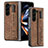 Luxury Leather Matte Finish and Plastic Back Cover Case S03D for Samsung Galaxy Z Fold5 5G Brown