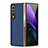 Luxury Leather Matte Finish and Plastic Back Cover Case S05 for Samsung Galaxy Z Fold3 5G Blue