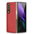 Luxury Leather Matte Finish and Plastic Back Cover Case S05 for Samsung Galaxy Z Fold3 5G Red