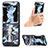 Luxury Leather Matte Finish and Plastic Back Cover Case S08D for Samsung Galaxy Z Flip5 5G Blue