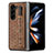 Luxury Leather Matte Finish and Plastic Back Cover Case S11D for Samsung Galaxy Z Fold5 5G Brown