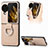 Luxury Leather Matte Finish and Plastic Back Cover Case SD1 for Oppo Find N3 Flip 5G Gold