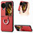 Luxury Leather Matte Finish and Plastic Back Cover Case SD1 for Oppo Find N3 Flip 5G Red