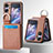 Luxury Leather Matte Finish and Plastic Back Cover Case SD12 for Oppo Find N2 Flip 5G Brown