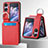 Luxury Leather Matte Finish and Plastic Back Cover Case SD12 for Oppo Find N2 Flip 5G Red