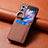 Luxury Leather Matte Finish and Plastic Back Cover Case SD13 for Oppo Find N2 Flip 5G Brown