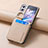 Luxury Leather Matte Finish and Plastic Back Cover Case SD13 for Oppo Find N2 Flip 5G Gold
