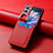 Luxury Leather Matte Finish and Plastic Back Cover Case SD13 for Oppo Find N2 Flip 5G Red
