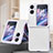 Luxury Leather Matte Finish and Plastic Back Cover Case SD2 for Oppo Find N2 Flip 5G White