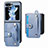 Luxury Leather Matte Finish and Plastic Back Cover Case SD2 for Samsung Galaxy Z Flip5 5G Blue