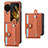 Luxury Leather Matte Finish and Plastic Back Cover Case SD3 for Oppo Find N3 Flip 5G Orange