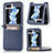 Luxury Leather Matte Finish and Plastic Back Cover Case SD3 for Samsung Galaxy Z Flip5 5G Blue