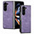 Luxury Leather Matte Finish and Plastic Back Cover Case SD3 for Samsung Galaxy Z Fold5 5G Purple