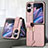 Luxury Leather Matte Finish and Plastic Back Cover Case SD4 for Oppo Find N2 Flip 5G