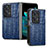 Luxury Leather Matte Finish and Plastic Back Cover Case SD5 for Oppo Find N2 5G Blue