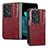 Luxury Leather Matte Finish and Plastic Back Cover Case SD5 for Oppo Find N2 5G Red