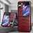 Luxury Leather Matte Finish and Plastic Back Cover Case SD5 for Oppo Find N2 Flip 5G Red