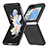 Luxury Leather Matte Finish and Plastic Back Cover Case SD5 for Samsung Galaxy Z Flip5 5G Black