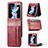 Luxury Leather Matte Finish and Plastic Back Cover Case SD6 for Samsung Galaxy Z Flip5 5G Red