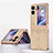 Luxury Leather Matte Finish and Plastic Back Cover Case ZL1 for Oppo Find N2 Flip 5G Gold