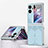Luxury Leather Matte Finish and Plastic Back Cover Case ZL1 for Oppo Find N2 Flip 5G Mint Blue