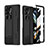 Luxury Leather Matte Finish and Plastic Back Cover Case ZL4 for Samsung Galaxy Z Fold5 5G Black