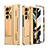 Luxury Leather Matte Finish and Plastic Back Cover Case ZL4 for Samsung Galaxy Z Fold5 5G Gold