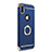 Luxury Metal Frame and Plastic Back Case with Finger Ring Stand F02 for Apple iPhone Xs Blue