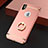 Luxury Metal Frame and Plastic Back Case with Finger Ring Stand F02 for Apple iPhone Xs Max Rose Gold