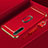 Luxury Metal Frame and Plastic Back Cover Case with Finger Ring Stand A01 for Oppo K5 Red