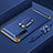 Luxury Metal Frame and Plastic Back Cover Case with Finger Ring Stand and Lanyard for Realme X50 5G Blue