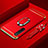 Luxury Metal Frame and Plastic Back Cover Case with Finger Ring Stand and Lanyard for Realme X50t 5G Red