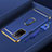 Luxury Metal Frame and Plastic Back Cover Case with Finger Ring Stand P01 for Oppo A53s 5G Blue