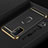 Luxury Metal Frame and Plastic Back Cover Case with Finger Ring Stand P01 for Oppo A54 5G Black