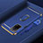 Luxury Metal Frame and Plastic Back Cover Case with Finger Ring Stand P01 for Oppo A55 5G Blue
