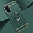 Luxury Metal Frame and Plastic Back Cover Case with Finger Ring Stand P02 for OnePlus Nord N200 5G Midnight Green