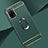 Luxury Metal Frame and Plastic Back Cover Case with Finger Ring Stand P02 for Oppo A55 5G Midnight Green