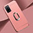 Luxury Metal Frame and Plastic Back Cover Case with Finger Ring Stand P02 for Oppo A55 5G Rose Gold