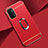 Luxury Metal Frame and Plastic Back Cover Case with Finger Ring Stand P02 for Oppo A93 5G Red