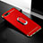 Luxury Metal Frame and Plastic Back Cover Case with Finger Ring Stand T01 for Oppo K1 Red